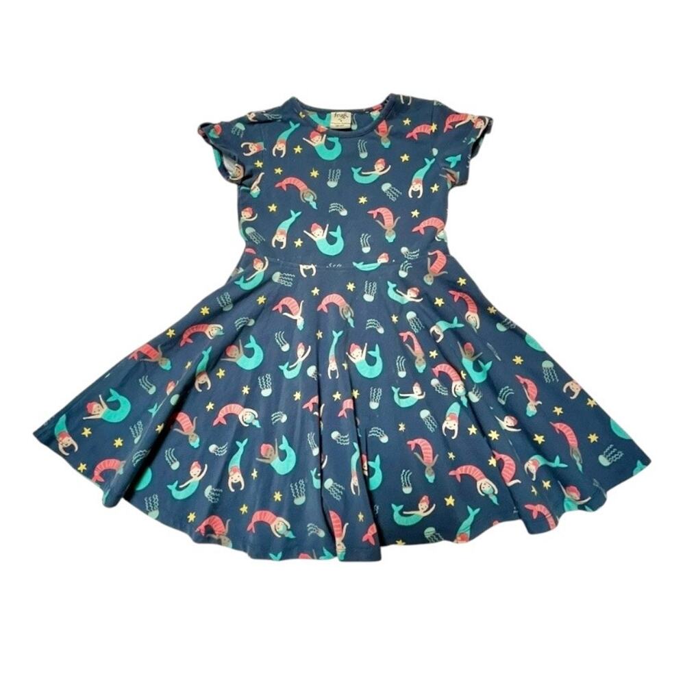 Frugi Mermaid Magic Organic Cotton Skater Dress Size 5/6